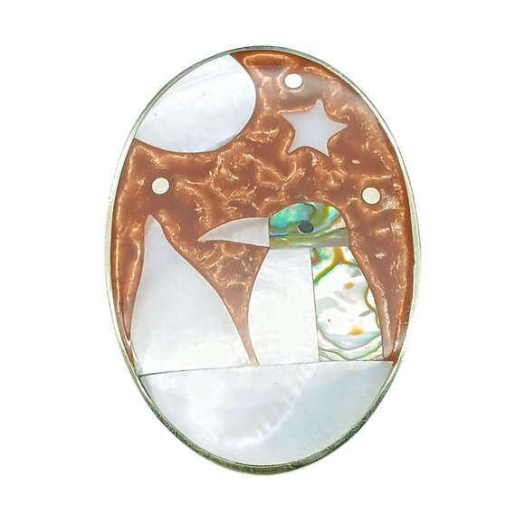 Vintage Winter Penguin Vietta Taxco Silver Brooch with Inlay of Mother of Pearl - Picture 1 of 2